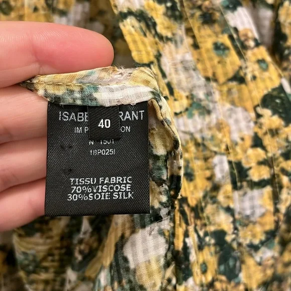 Isabel Marant yellow floral top - size 10 - silk blend - beautiful summer top - Picture 6 of 12